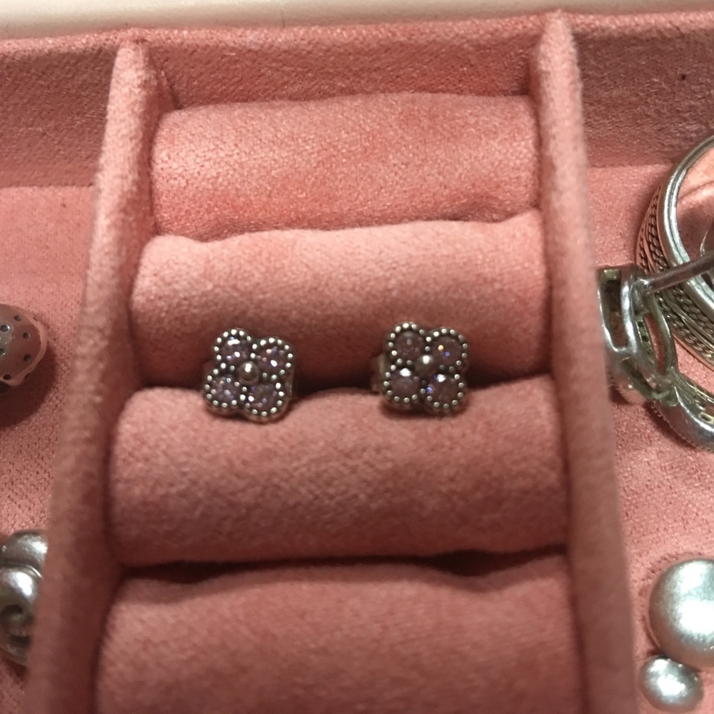 Pink pandora earrings