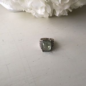 David Yurman Ring with Prasiolite and Diamonds