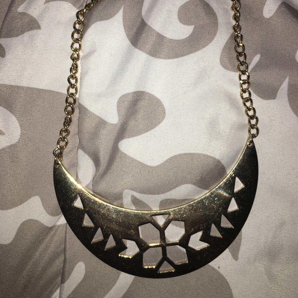Gold Plate Necklace with Cutout