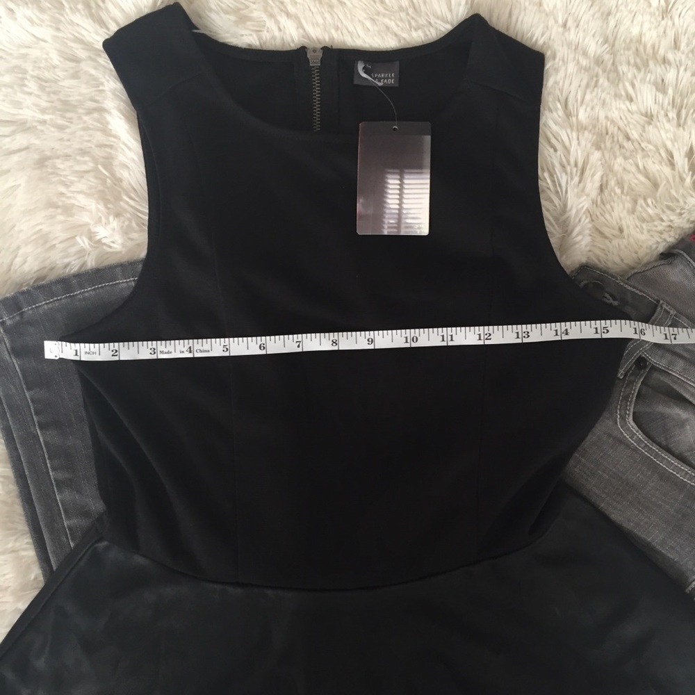 NWT Sparkle & Fade black vegan leather peplum top - Picture 3 of 8