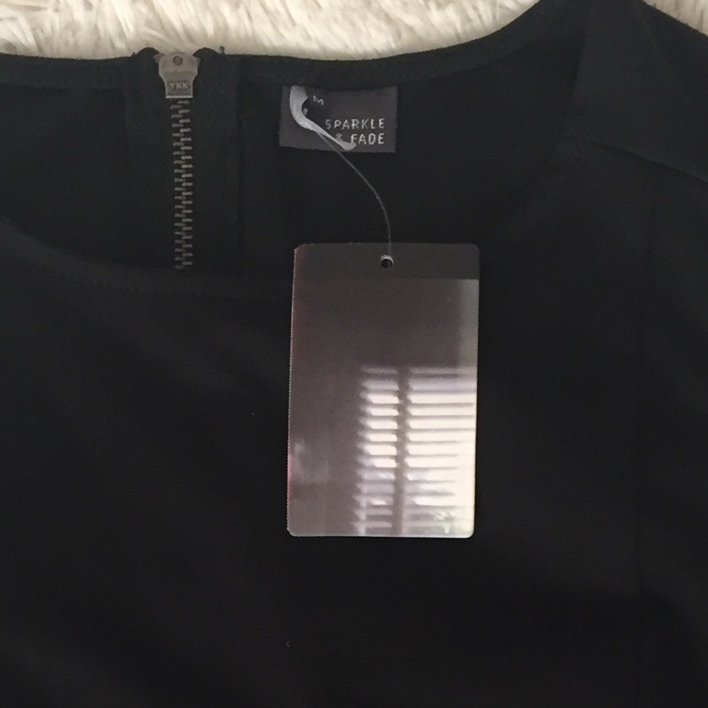 NWT Sparkle & Fade black vegan leather peplum top - Picture 8 of 8