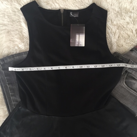 NWT Sparkle & Fade black vegan leather peplum top - Picture 3 of 8