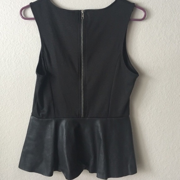 NWT Sparkle & Fade black vegan leather peplum top - Picture 6 of 8