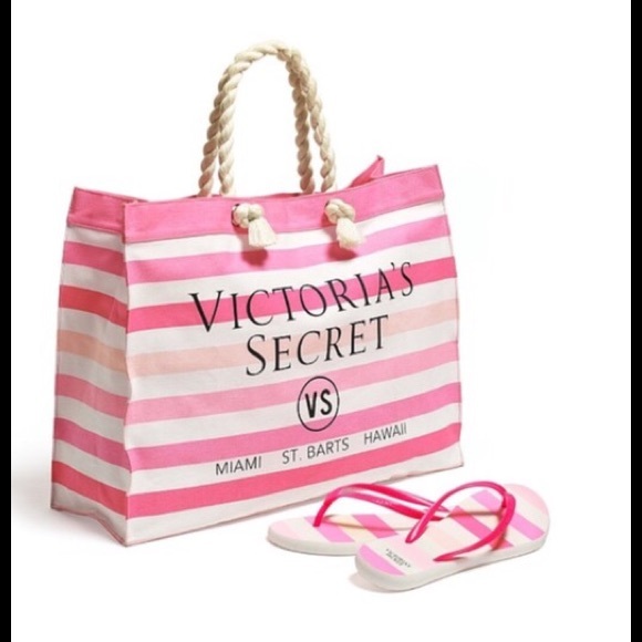 New Victoria's Secret beach tote & flip flop set - Picture 2 of 5