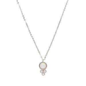 Sterling Silver Tiny Opal Pendant Necklace