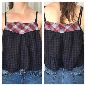 {Free People} Plaid Crop Tank Top