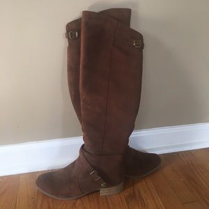 Brown suede riding boots