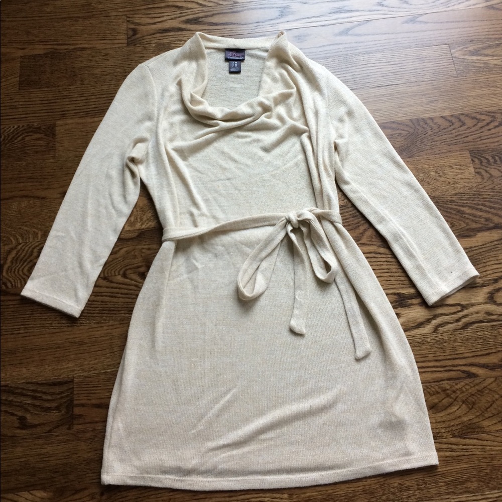 Maternity cowl neck cream gold sweater