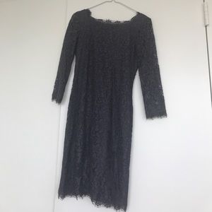 Diane Von Furstenburg gray lace dress