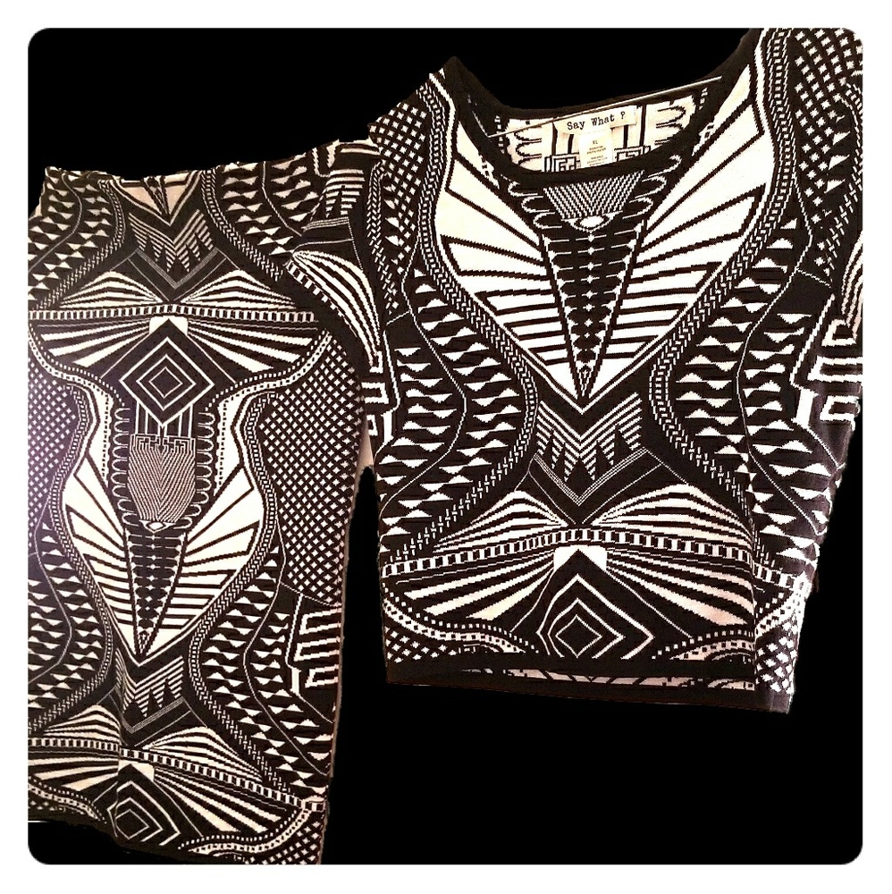 Two piece crop top and pencil skirt set