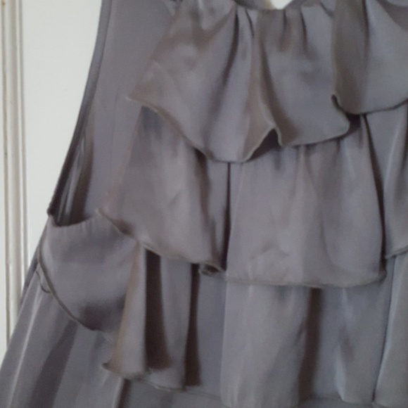 Grey silver silky ruffle blouse - Picture 3 of 3