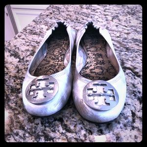 Tory Burch silver flats