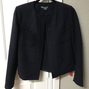 Vince navy blue tweed blazer jacket size 2