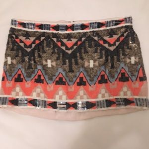 All saints sequin Aztec mini skirt