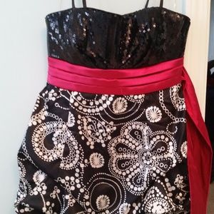 MyMichelle dress, 9, spaghetti strap, black white