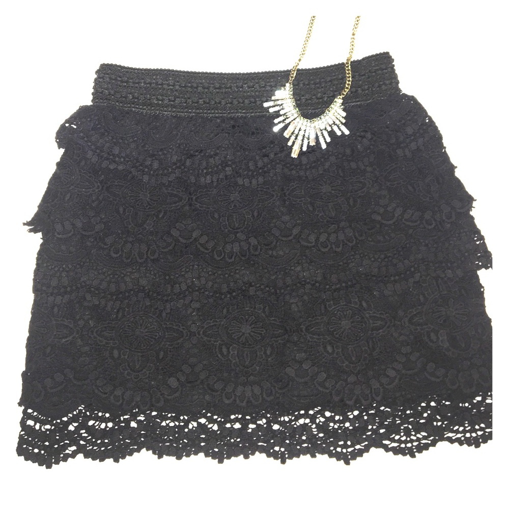 Black layered lace skirt