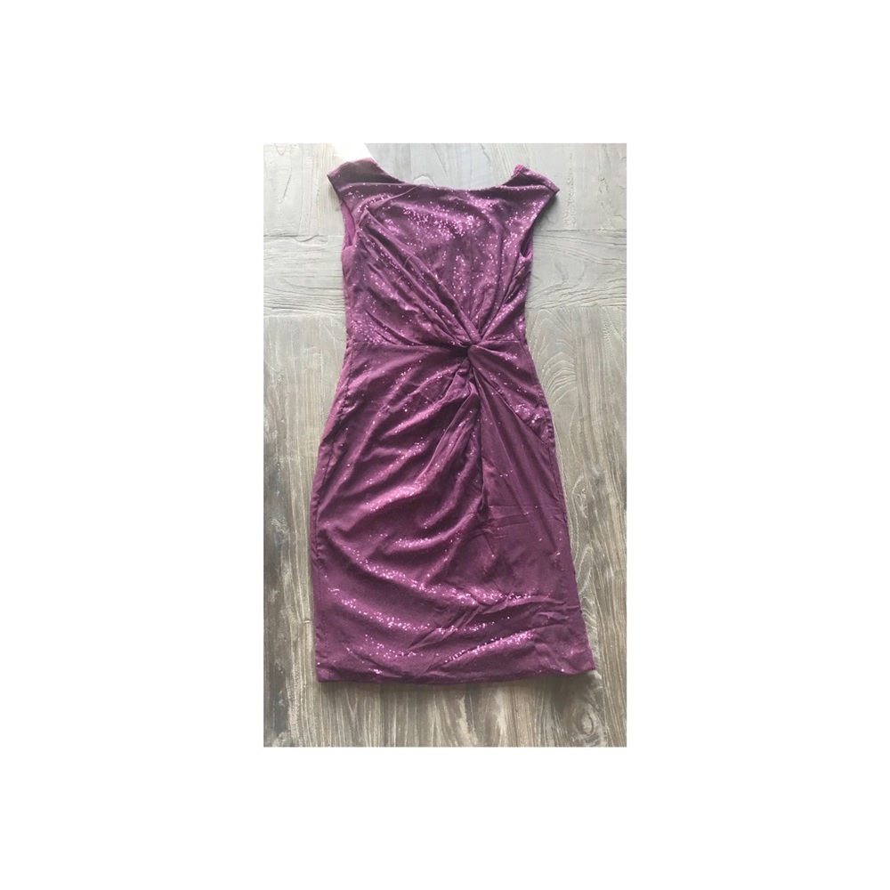 Purple mini cocktail dress.