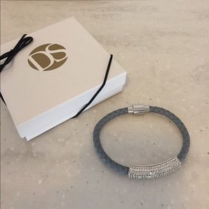 Pave Crystals Leather Bracelet