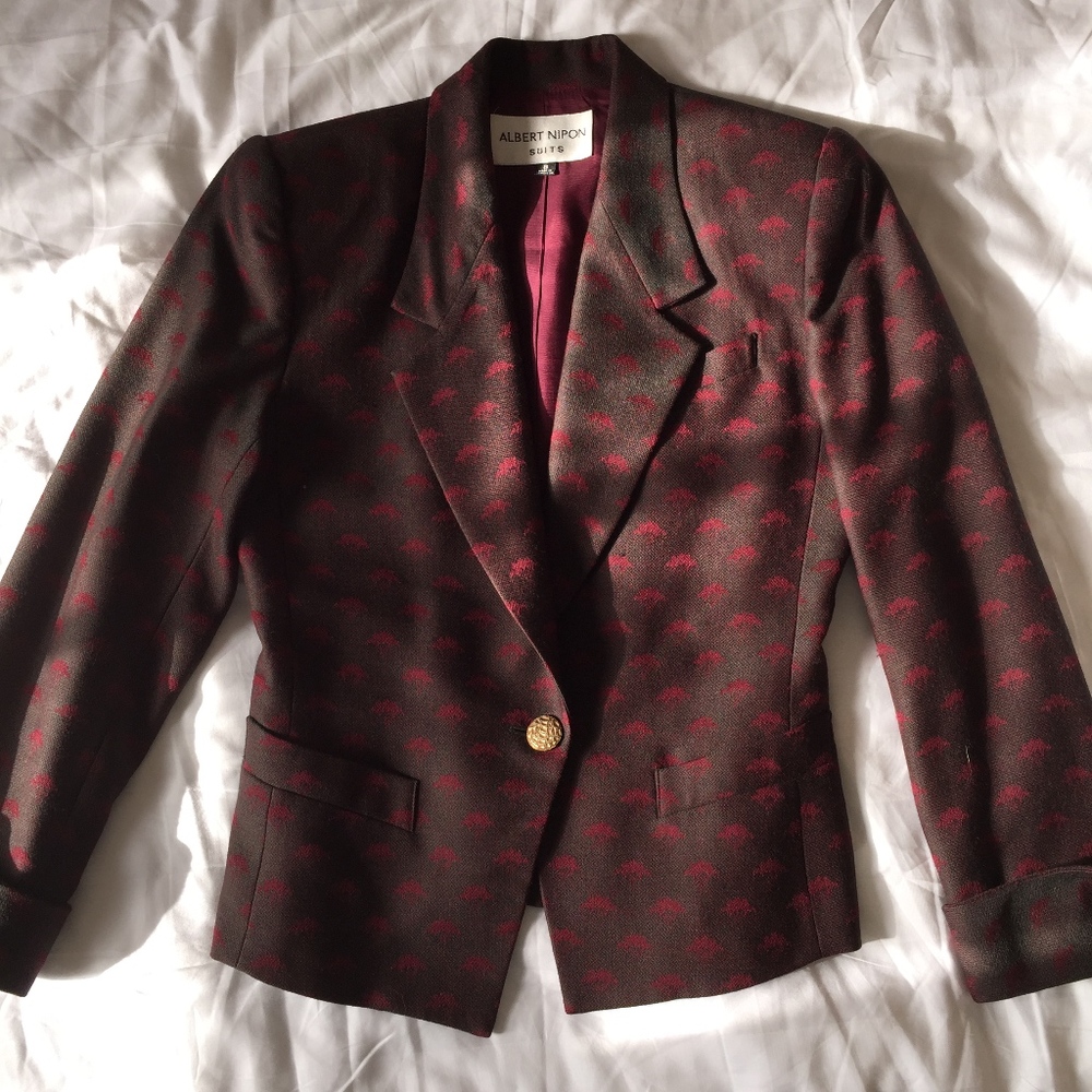 Albert Nipon Patterned Wool Jacket/Lined - image 1