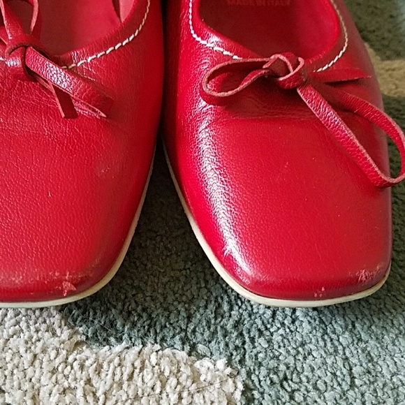 💋SOLD MIU MIU Red Leather Flats Sz 36 / 6 - Picture 3 of 5