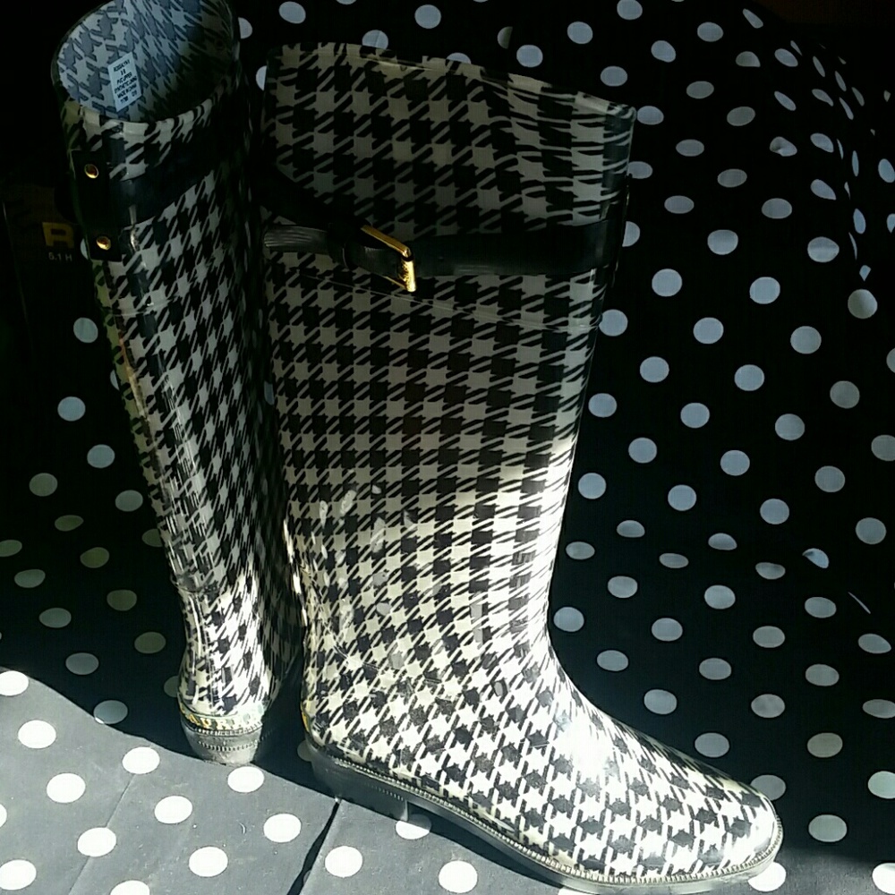 Ralph Lauren Rossalyn Tall Houndstooth  Rain Boot