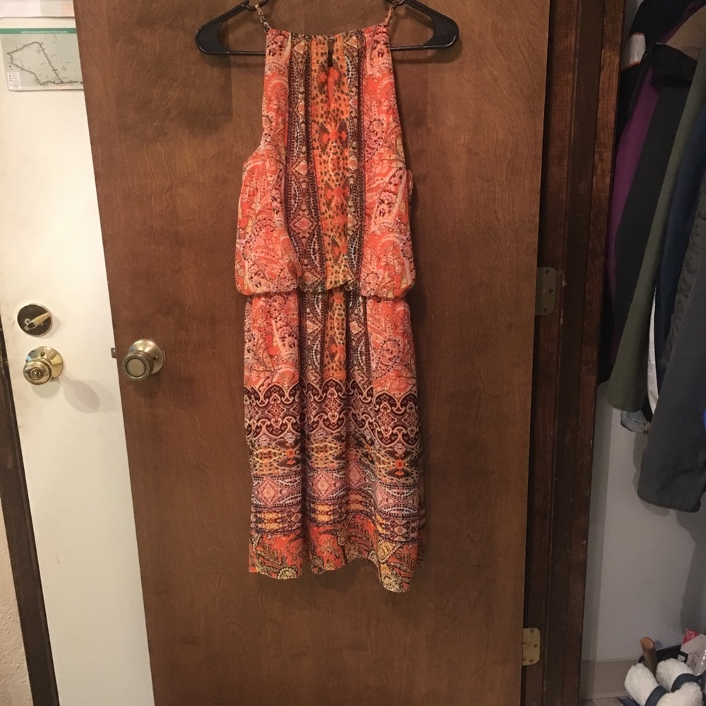 Orange Patterned Dress - image 3