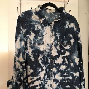 Denim tie dyed button down Shirt