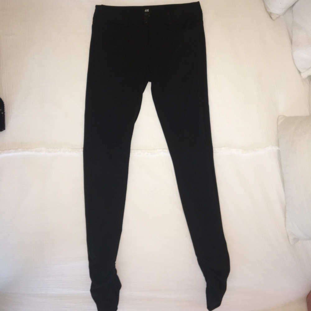 Black H&M skinnies with ruched ankle detail
