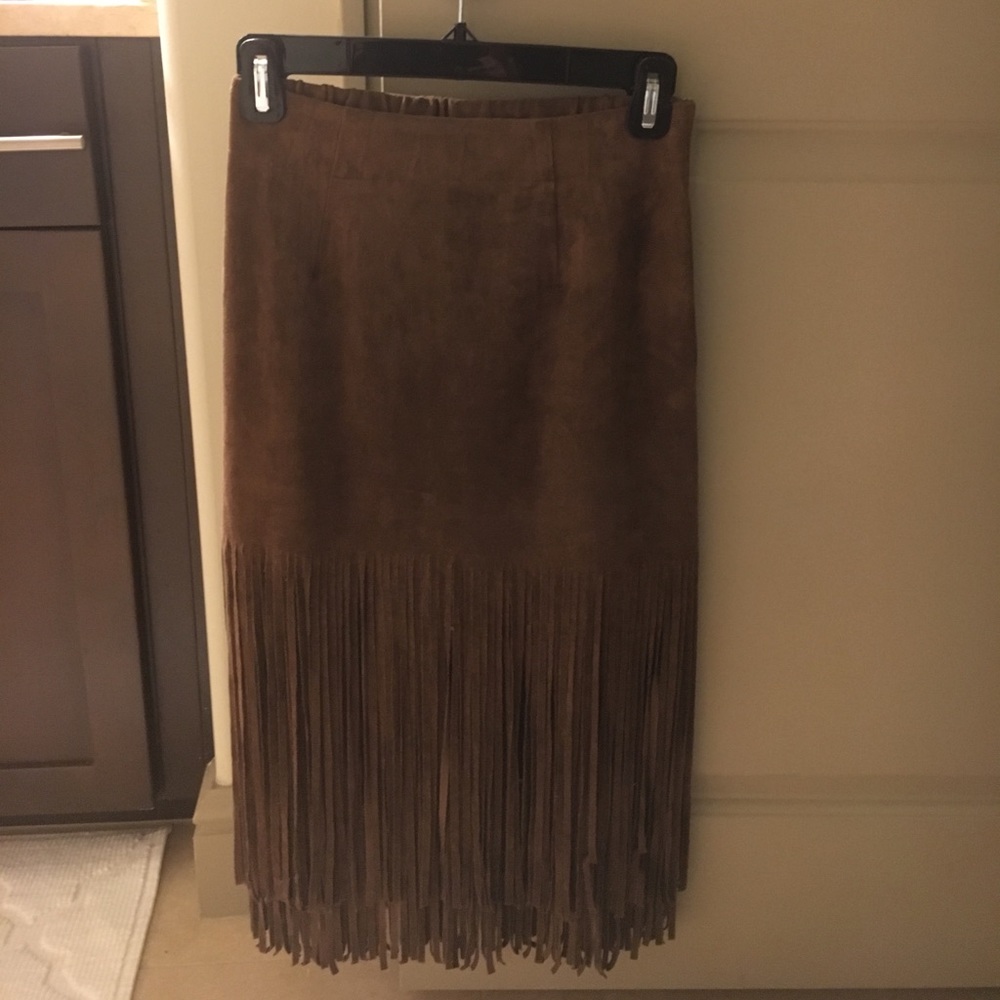 Suede fringe skirt