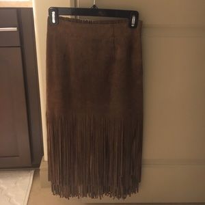 Suede fringe skirt