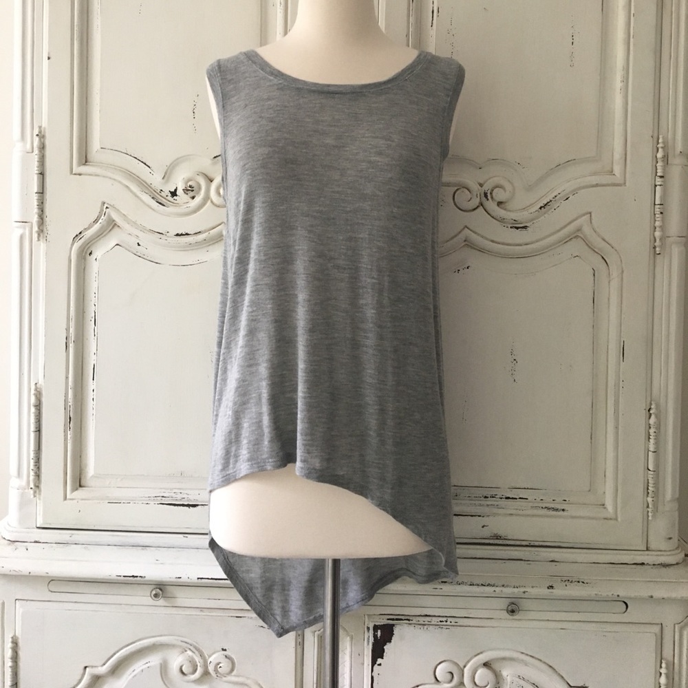 Grey Asymmetric High Low Tank Top