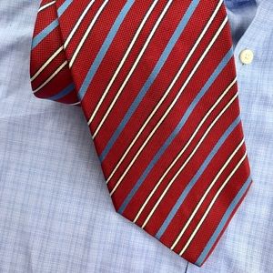 JOS.A.BANK MENS RED & BLUE STRIPED SILK TIE