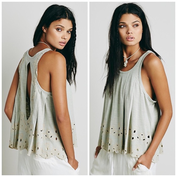 Free People Tops - Free People Attina Scallop Hem Embroidered Tank