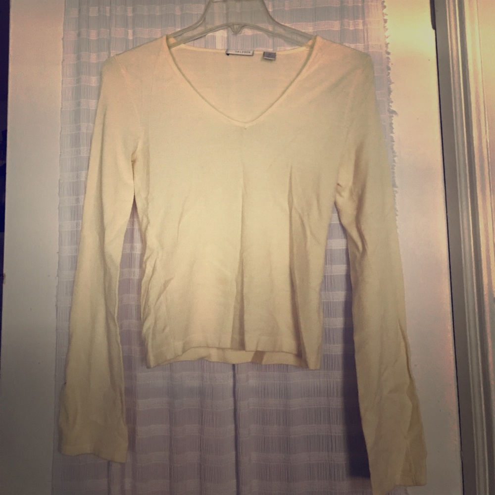 Halogen bell sleeve pullover, size medium, cream