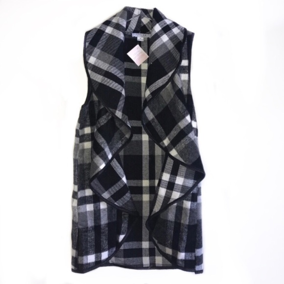 HP 🎉 Plaid Vest with Pockets Drape Cardigan - Picture 4 of 8