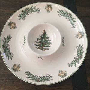 Spode Christmas Tree Garland Chips and Dip Platter