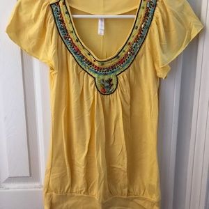 Yellow beaded top