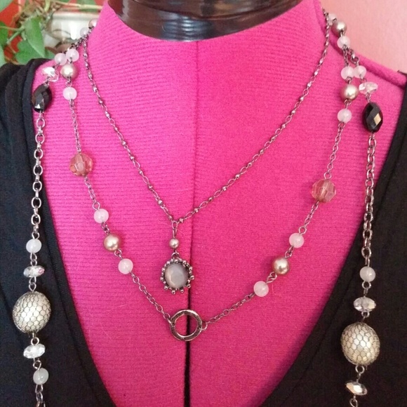 Multi Strand Bead and Chain Necklace - Picture 2 of 4