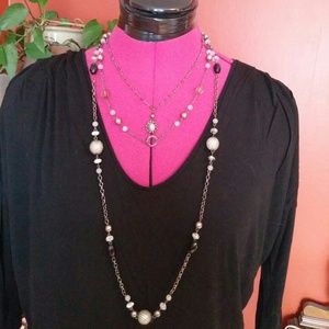 Multi Strand Bead and Chain Necklace