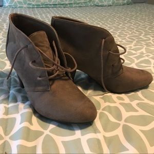 Suede lace up ankle booties