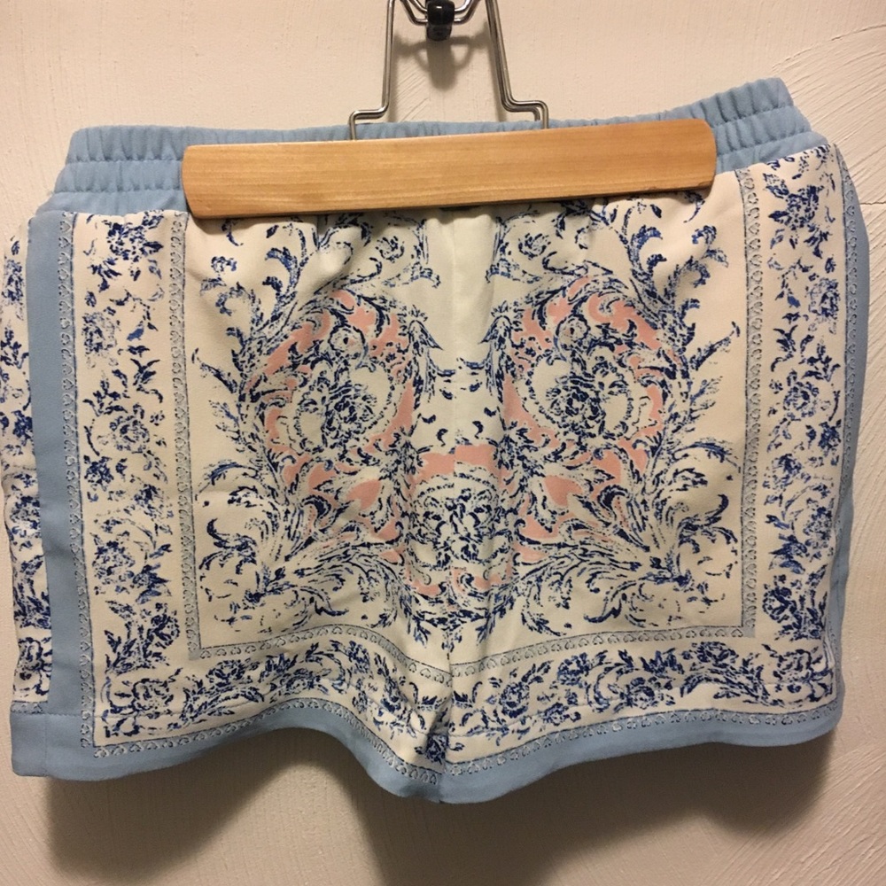 Carmen Marc Valvo Blue Combo Patterned Shorts