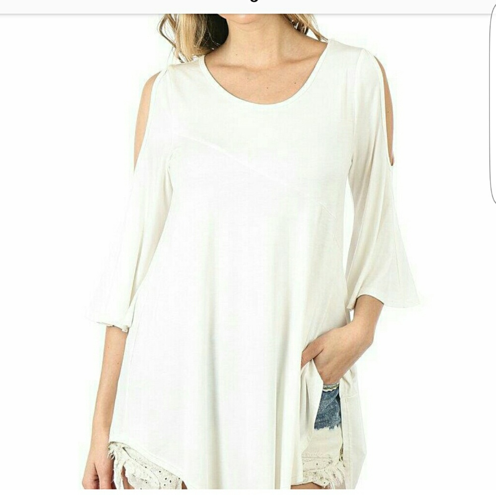 Slit Sleeve Cream Top