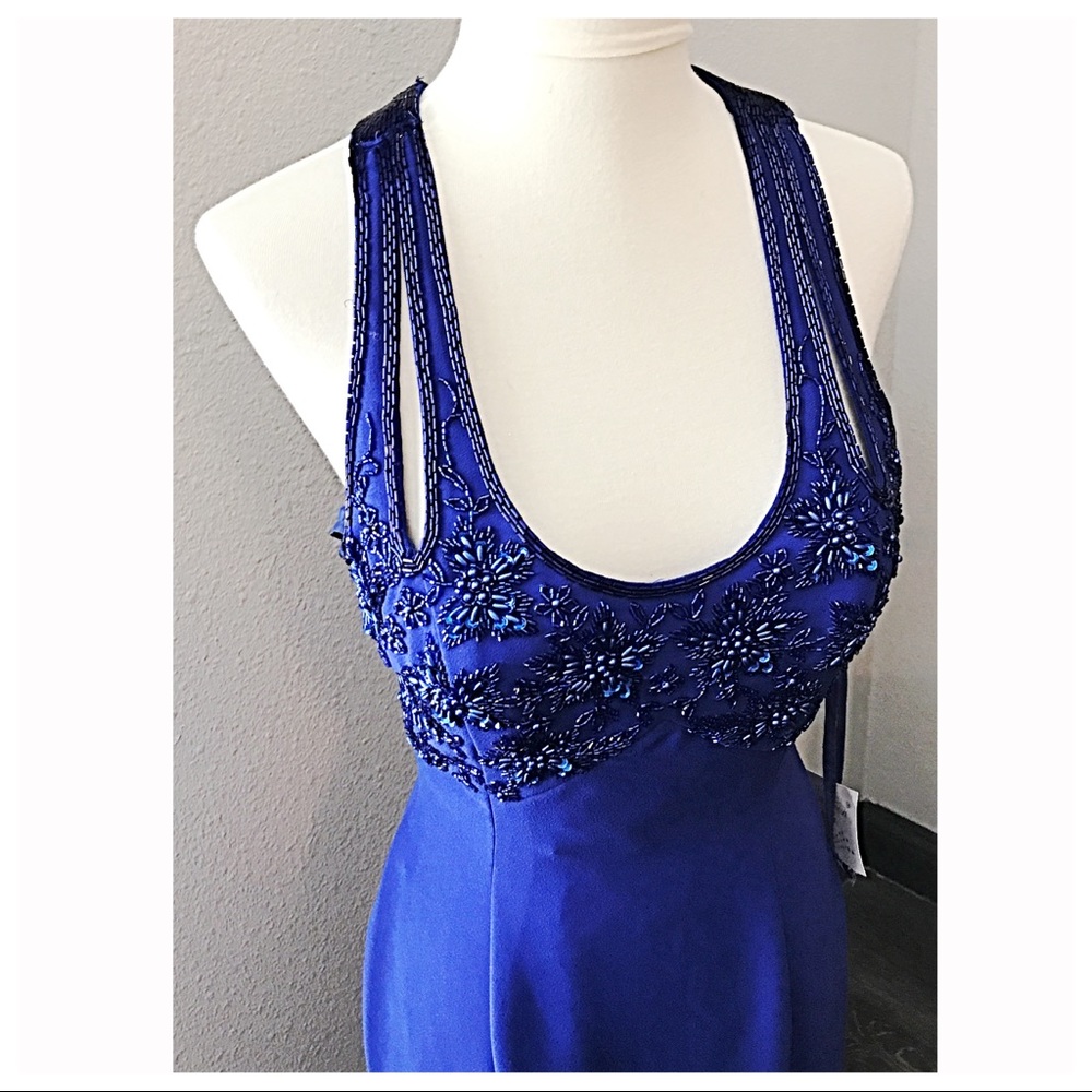 Cobalt Blue, Beaded Evening Dress, Size 4