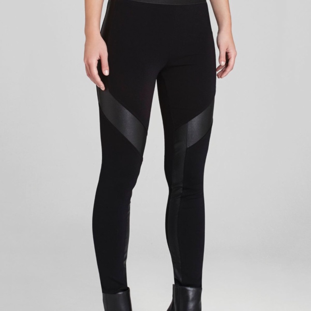 BCBGMAXAZRIA Luca faux leather contrast leggings