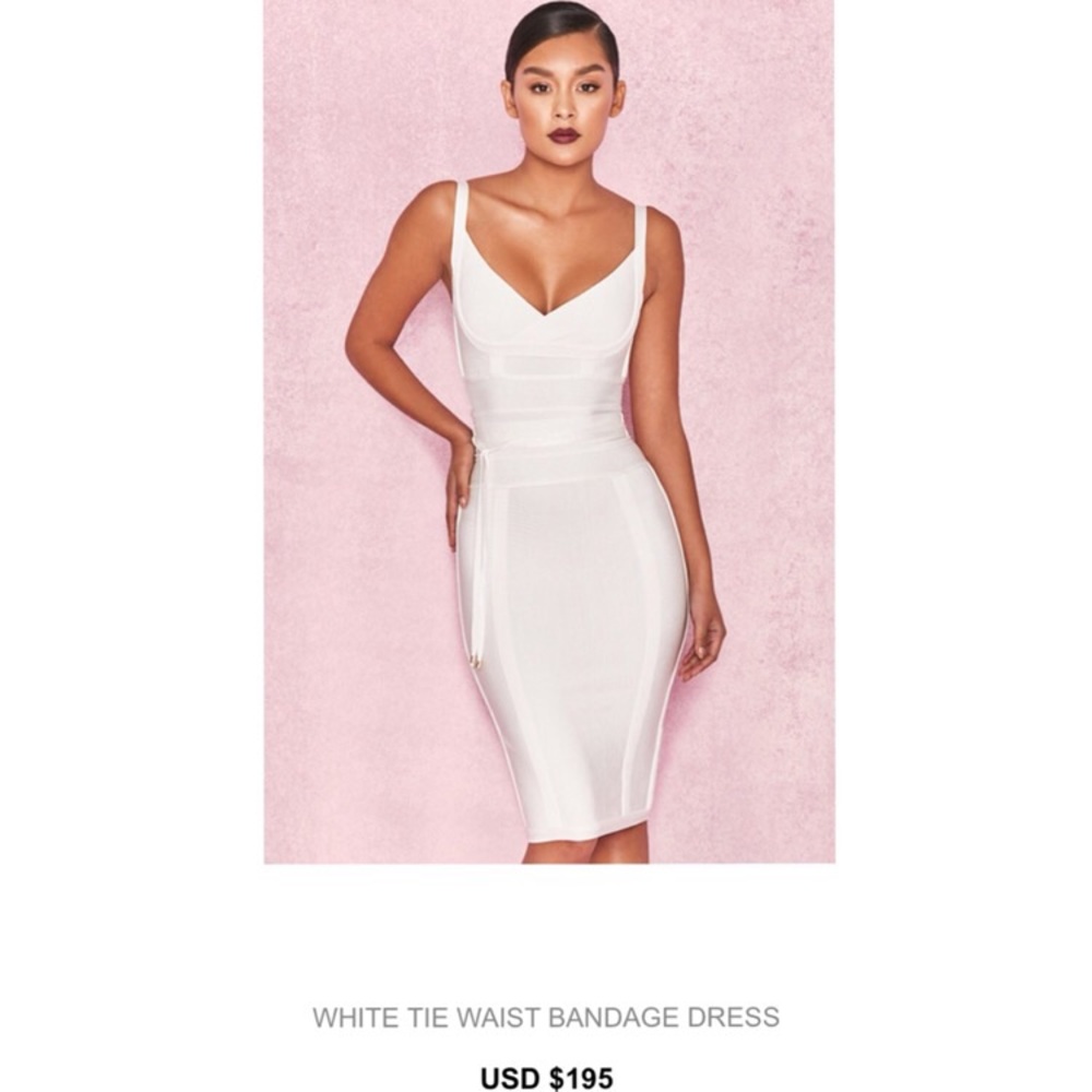 White tie Waist High Quality Bandage Dress