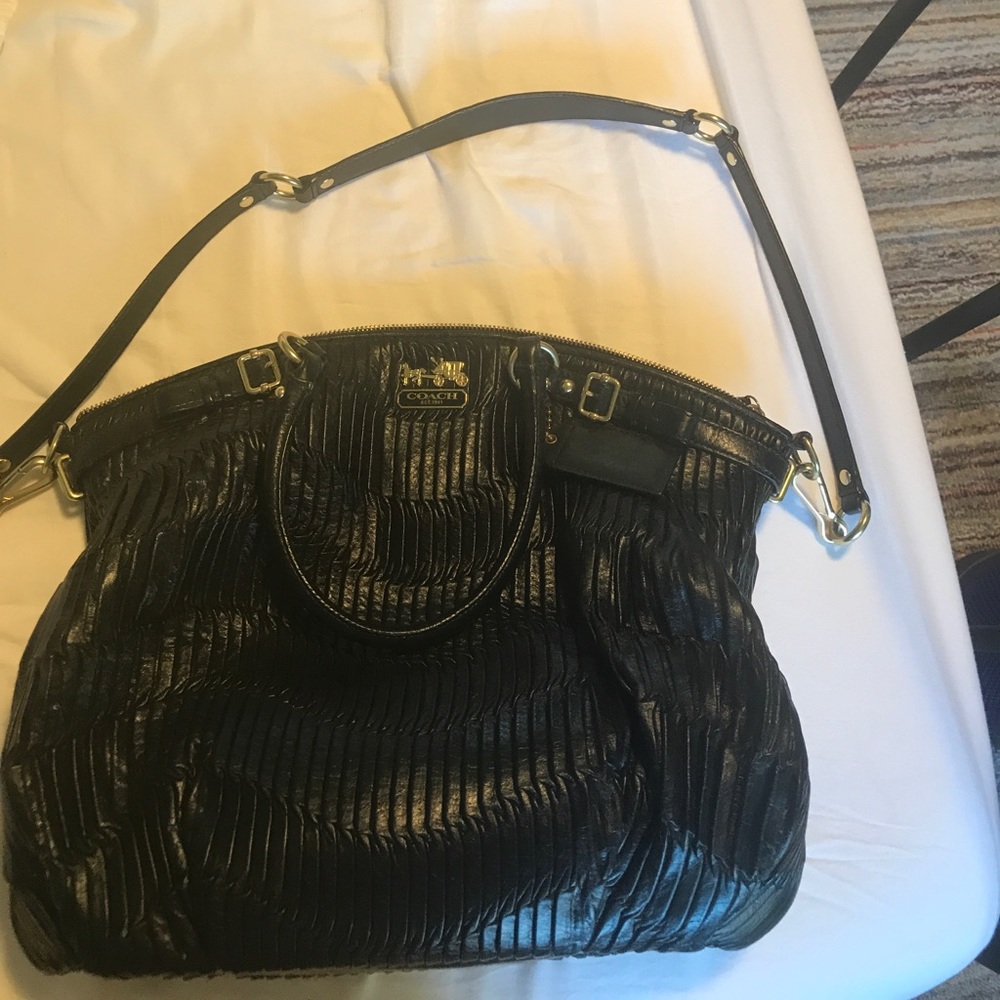 Black Coach tote with shoulder strap