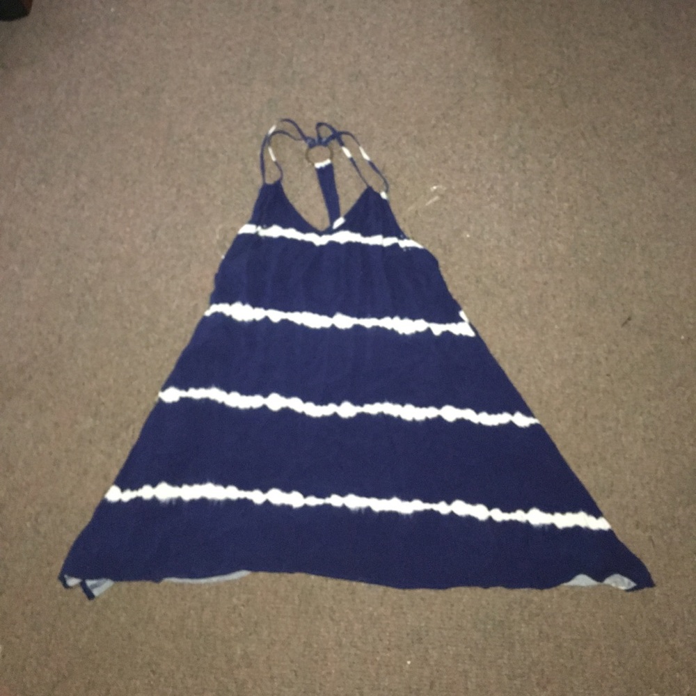 Blue and White Wavy-Striped Sun Dress