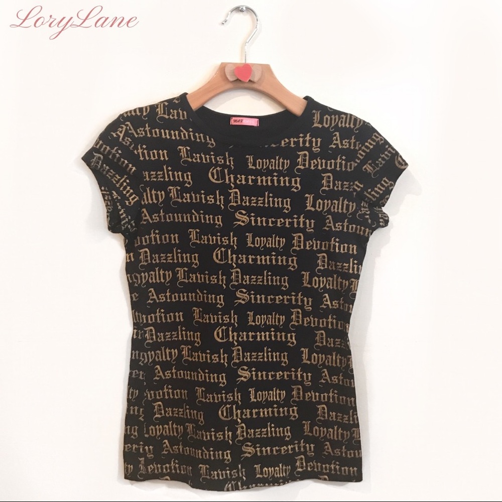 MAX RAVE BLACK & GOLD T-SHIRT Size S