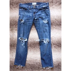 Current/Elliott The Skinny Destroyed Cut Off Jeans