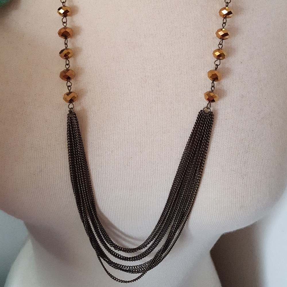 Vintage look brass necklace
